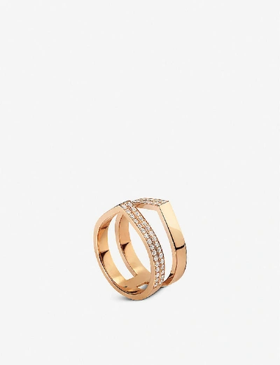 Shop Repossi Antifer 18ct Pink-gold And Diamond Double-band Ring