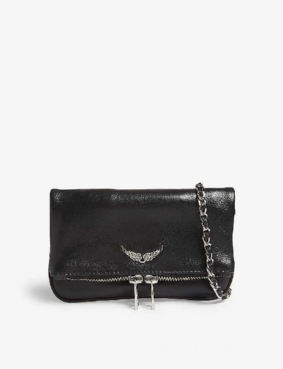 Zadig & Voltaire Rock Nano Leather Clutch In Noir