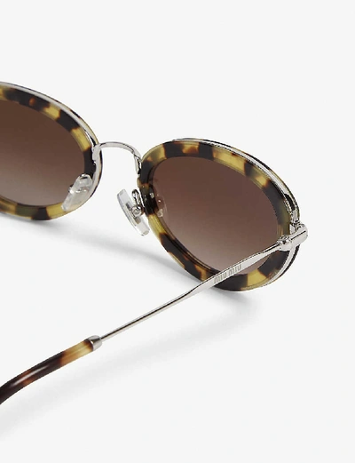 Shop Miu Miu Womens Brown Délice Tortoiseshell Oval-frame Sunglasses