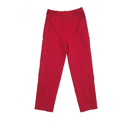 Pre-owned Pierre Balmain Velvet Carot Pants In Red