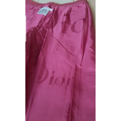 Pre-owned Dior Leather Trousers In Pink
