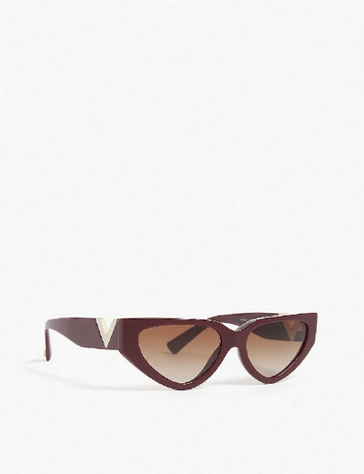 Shop Valentino Micro Cat-eye Sunglasses In Red