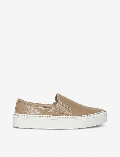 Shop Dune Esha Snakeskin-embossed Faux Patent Leather Trainers