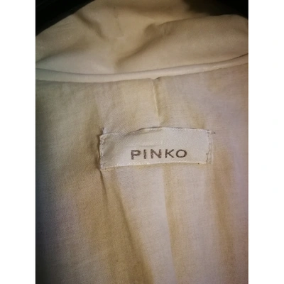 Pre-owned Pinko Leather Biker Jacket In White