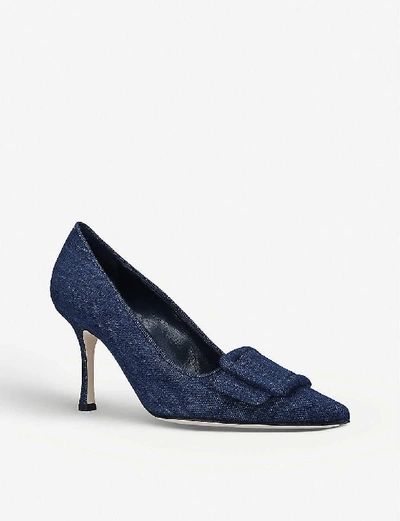 Shop Manolo Blahnik Maysale Buckled Denim Courts