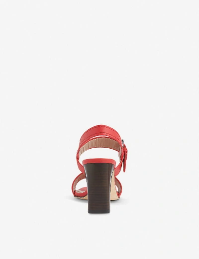 Shop Lk Bennett Natalie Heeled Leather Sandals In Red-red