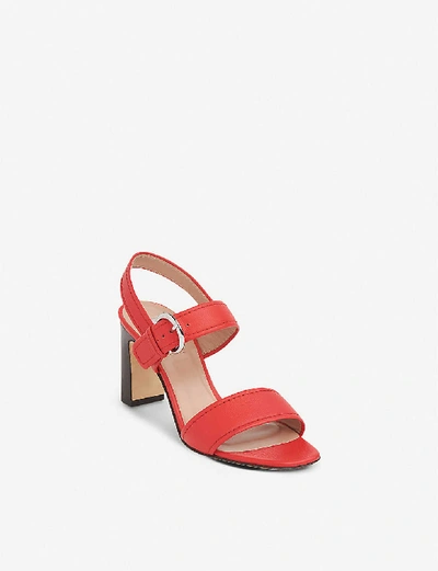 Shop Lk Bennett Natalie Heeled Leather Sandals In Red-red