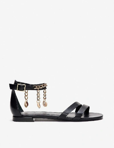 Shop Claudie Pierlot Chain And Shell-embellished Leather Sandals