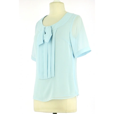 Pre-owned Edward Achour Blue Polyester Top