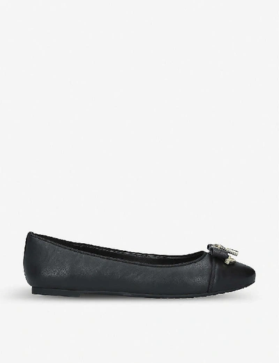 Shop Michael Michael Kors Womens Black Alice Padlock-detail Leather Ballet Flats 7