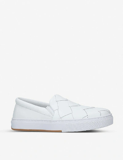 Shop Bottega Veneta Dodger Intrecciato-woven Leather Skate Shoes In White