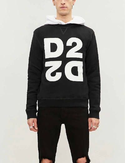 Shop Dsquared2 D2 Logo-print Cotton-jersey Sweatshirt In Black