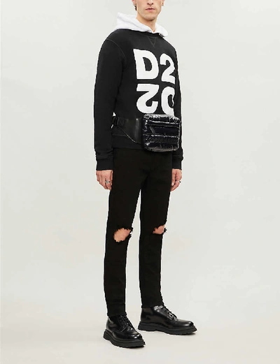 Shop Dsquared2 D2 Logo-print Cotton-jersey Sweatshirt In Black