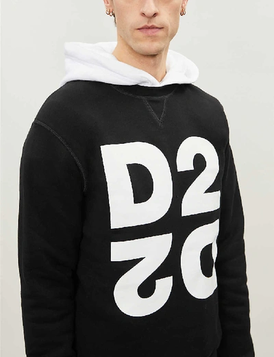 Shop Dsquared2 D2 Logo-print Cotton-jersey Sweatshirt In Black