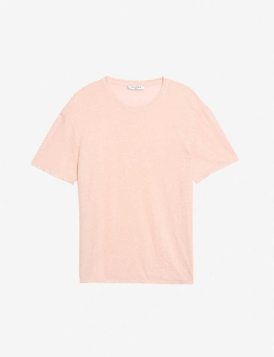Shop Sandro Crewneck Linen-jersey T-shirt In Pink