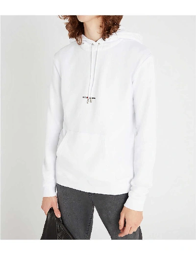 Shop Saint Laurent Logo-print Cotton Hoody In White