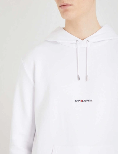 Shop Saint Laurent Logo-print Cotton Hoody In White