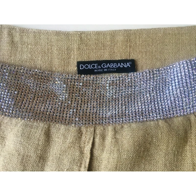 Pre-owned Dolce & Gabbana Ecru Linen Skirt