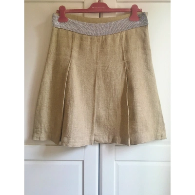 Pre-owned Dolce & Gabbana Ecru Linen Skirt