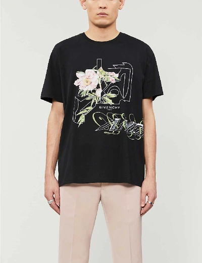 Shop Givenchy Graphic-print Cotton-jersey T-shirt In Black