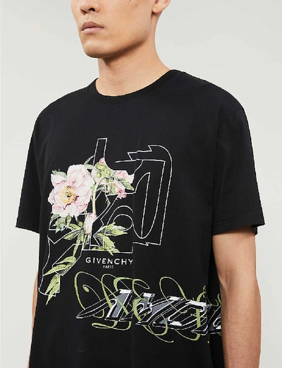 Shop Givenchy Graphic-print Cotton-jersey T-shirt In Black