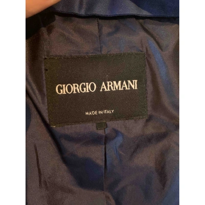 Pre-owned Giorgio Armani Silk Trench Coat In Blue