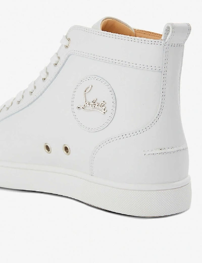 Shop Christian Louboutin Women's White Louis Leather High-top Trainers