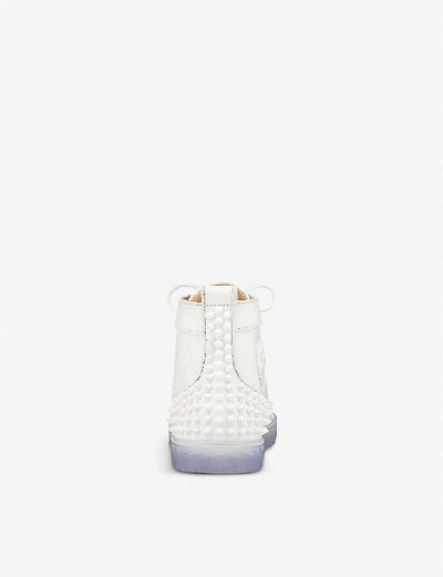 Shop Christian Louboutin Lou Spikes 2 Flat Clf Gommato/clf Gom Lo In White/white+gom