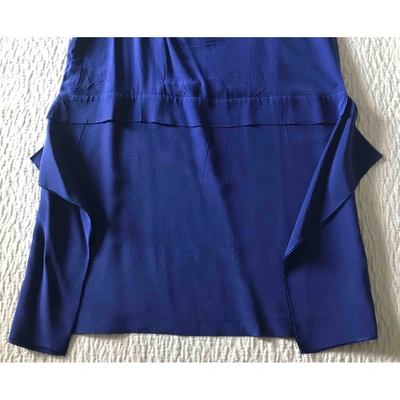 MIU MIU Pre-owned Silk Mid-length Dress In Blue