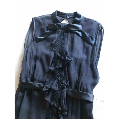 Pre-owned Luisa Beccaria Silk Dress In Navy