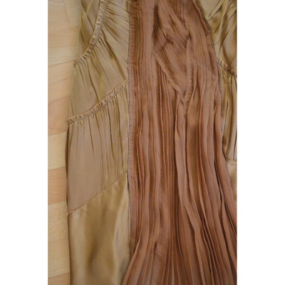 Pre-owned Alberta Ferretti Silk Mid-length Dress In Gold