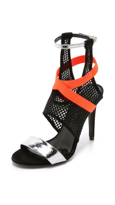 Shop Tamara Mellon Power Sandals In Black/orange/silver