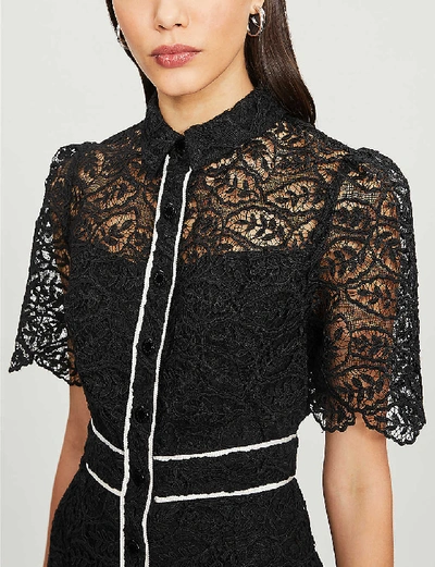 Shop Sandro Livy Embroidered-floral Lace Mini Dress In Black