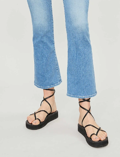 Shop Frame Le Crop Mini Boot Mid-rise Flared Jeans In Siena