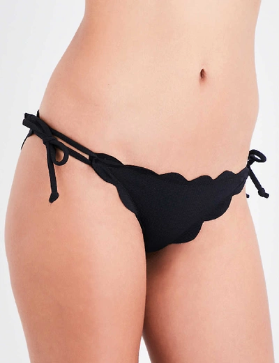 Shop Marysia Women's Black Mott Scalloped Bikini Bottoms