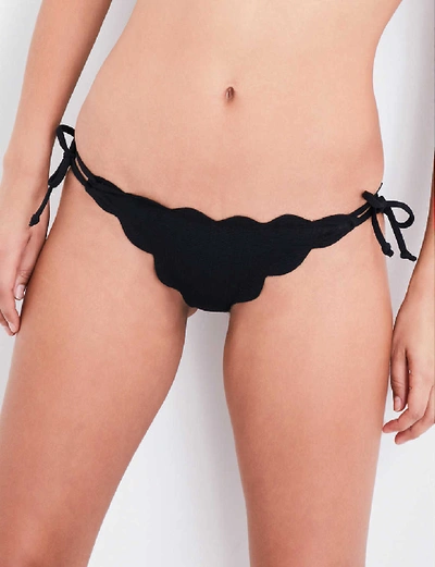 Shop Marysia Women's Black Mott Scalloped Bikini Bottoms