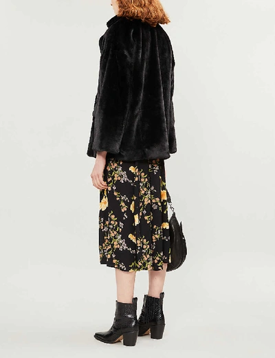 Shop Free People Kate Double-breasted Faux-fur Coat In Black