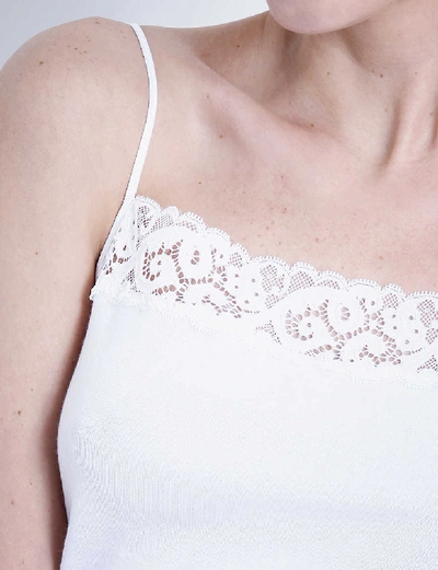 Hanro Moments Lace-trimmed Cotton Top In White