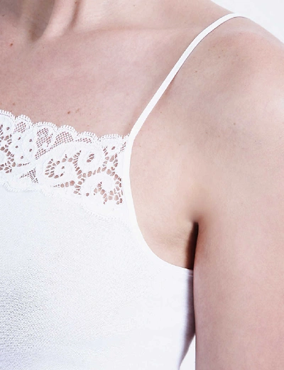 Hanro Moments Lace-trimmed Cotton Top In White