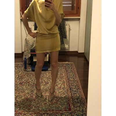 Pre-owned Mauro Grifoni Silk Mini Dress In Yellow