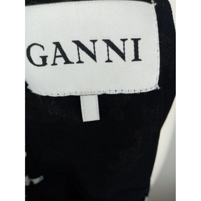 Pre-owned Ganni Mini Dress In Black