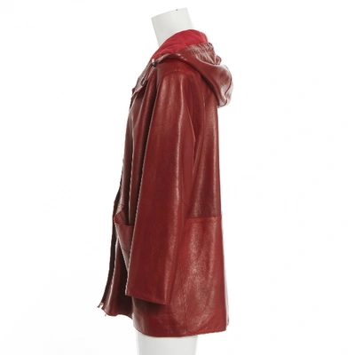 Pre-owned Mother Of Pearl Mof Pearl Leather Coat In Red