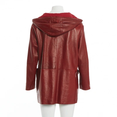 Pre-owned Mother Of Pearl Mof Pearl Leather Coat In Red