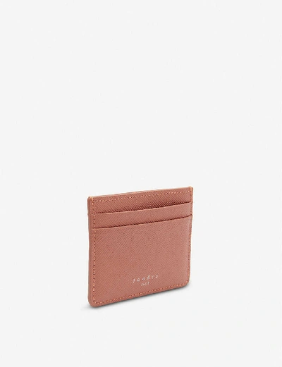 Shop Sandro Textured Leather Card Holder In Light Pink