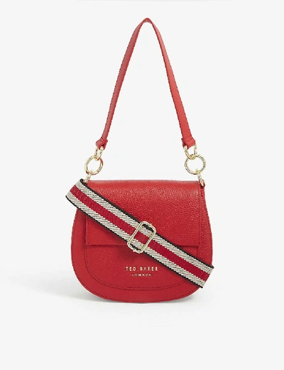 Shop Ted Baker Amali Leather Cross-body Bag In Red