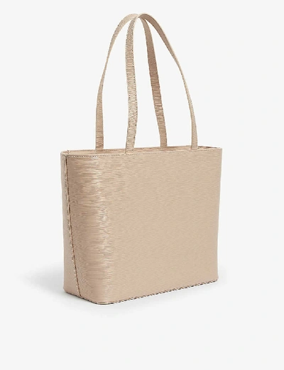 Shop Ted Baker Bow Detail Leather Tote In Taupe