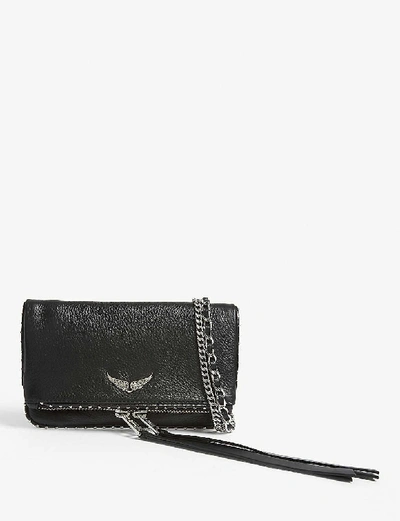 Shop Zadig & Voltaire Zadig&voltaire Womens Noir Mini Rock Leather Clutch Bag