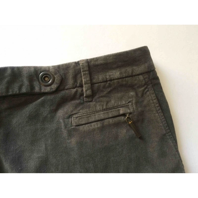 Pre-owned Brunello Cucinelli Velvet Slim Pants In Khaki
