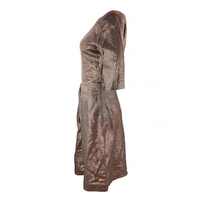 Pre-owned Isa Arfen Linen Mid-length Dress In Metallic