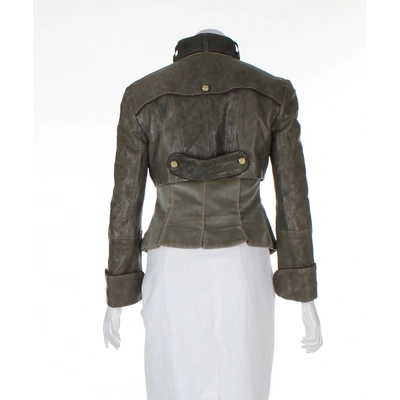 Pre-owned Dolce & Gabbana Leather Jacket In Khaki